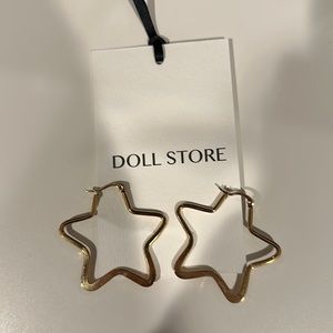 Gold Star Hoop Earrings